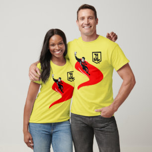 T-shirt Ligue de la justice  Superman Flying Noir Pop Art