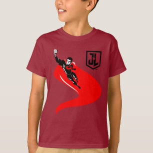 T-shirt Ligue de la justice  Superman Flying Noir Pop Art