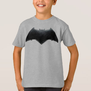 T-shirt Ligue de la justice  Symbole de Batman métallique