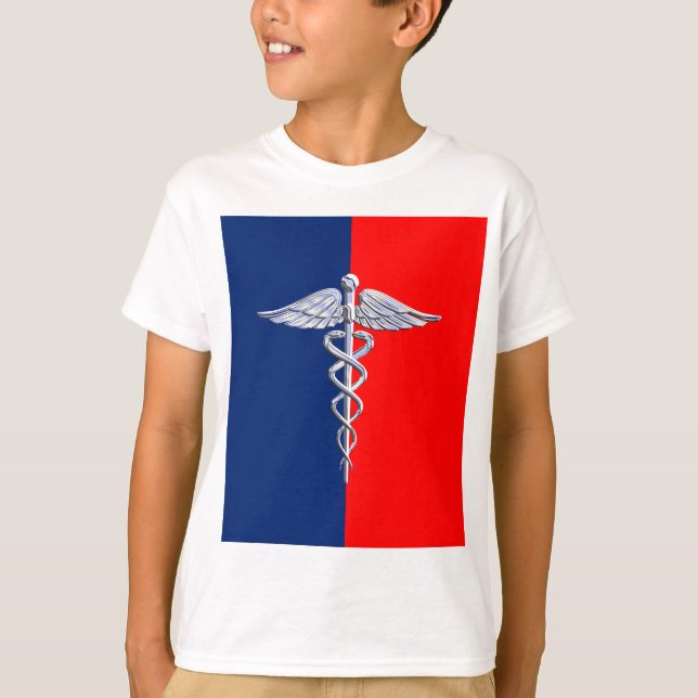 T-shirt Ligue des symboles médicaux de Silver Caduceus (Devant)