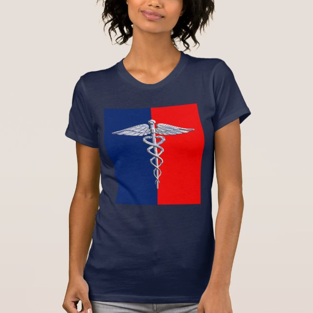 T-shirt Ligue des symboles médicaux de Silver Caduceus (Devant)