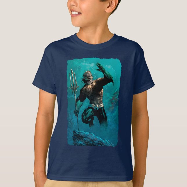 T-shirt Ligue Justice #10 Aquaman Noyé Variant de Terre (Devant)