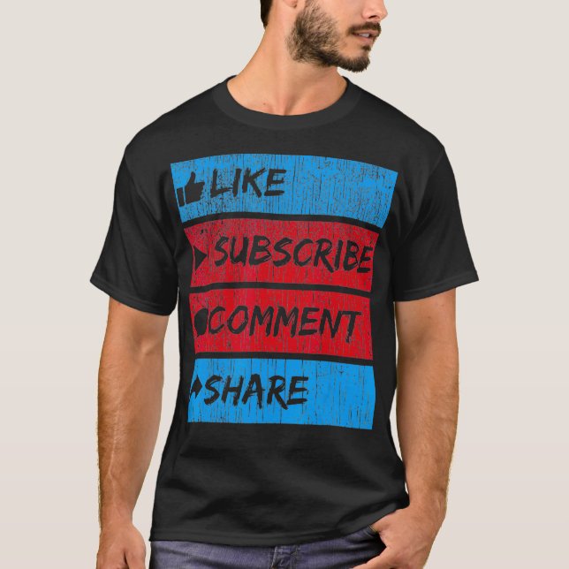 T-shirt Like Subscribe Comment Share Social Media Marketin (Devant)