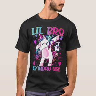 T-shirt Lil Bro De La Fille Anniversaire Dabbing Unicorn L