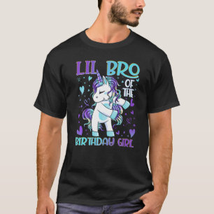 T-shirt Lil Bro De La Fille Anniversaire Flossing Unicorn 