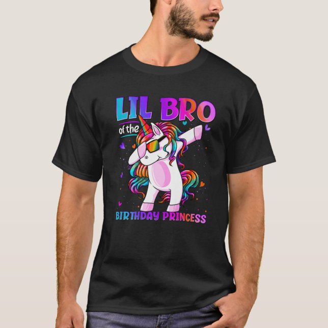 T-shirt Lil Bro De La Princesse D'Anniversaire Dabbing Uni (Devant)