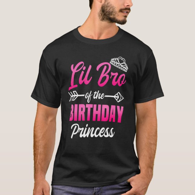 T-shirt Lil Bro De L'Anniversaire De La Princesse D'Annive (Devant)