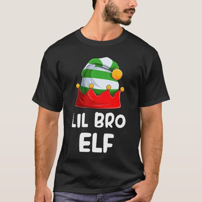 T-shirt Lil Bro Elf Christmas Brother Xmas Elf Costume Fa (Devant)