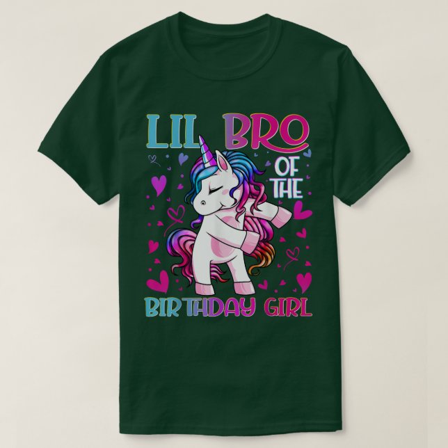 T-shirt Lil Bro of the Birthday Girl Flossing Unicorn Litt (Design devant)