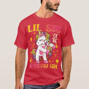 T-shirt Lil Sis of the Birthday Girl Flossing Unicorn Litt
