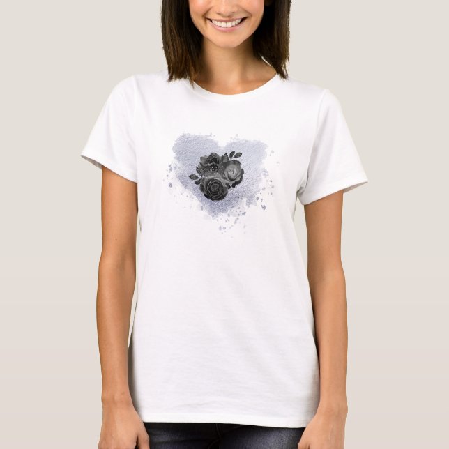 T-shirt *~* Lilac Iridescente Fleurs cardiaques Femmes BLA (Devant)