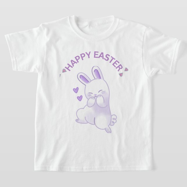 T-shirt Lilac "Joyeux Pâques à tous" Lapin Amoureux (Poser)