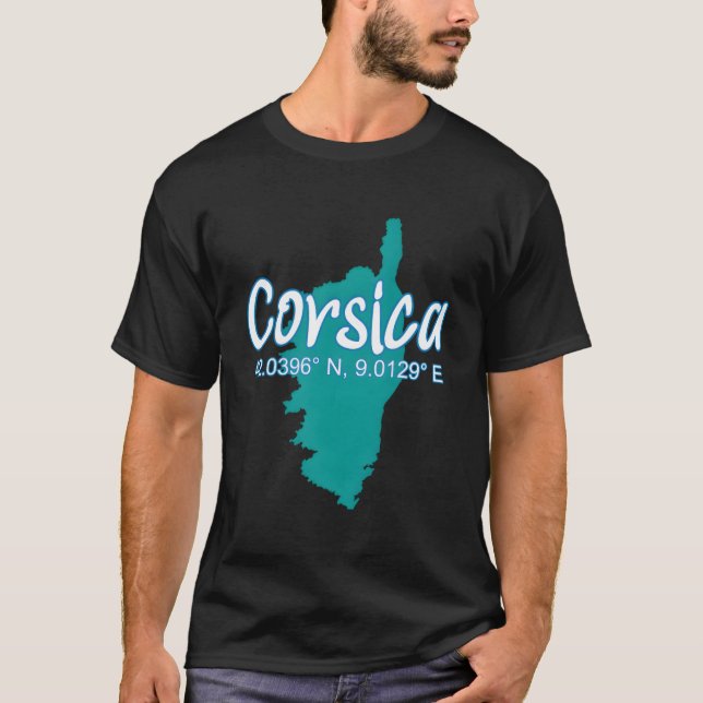 T-shirt L'île de Corse Coordonnées Tourisme Vacances (Devant)