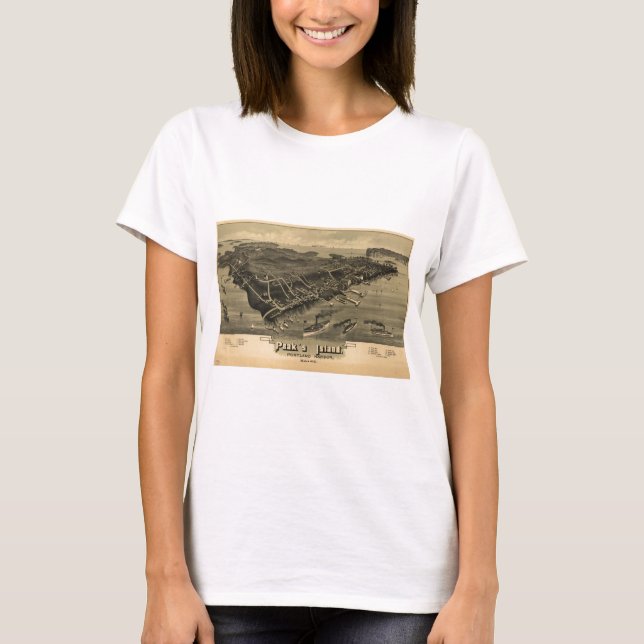 T-shirt L'île de la crête, Portland, Maine en 1886 (Devant)