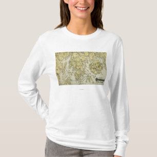 T-shirt L'Île déserte de bâti et la côte de la carte d