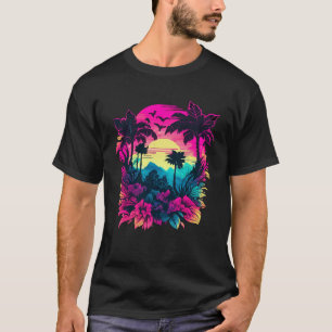 T-shirt L'Île Désertée Du Coucher Du Soleil À La Mer Botan