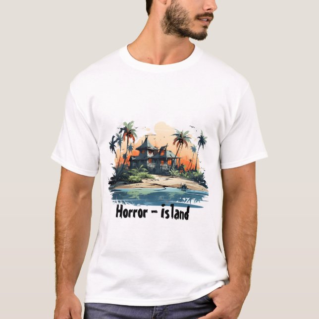 T-shirt L'île d'horreur avec dessin animé (Devant)