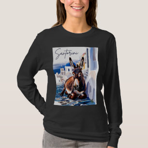 T-shirt L'île grecque Santorin Grèce âne dans la colline g