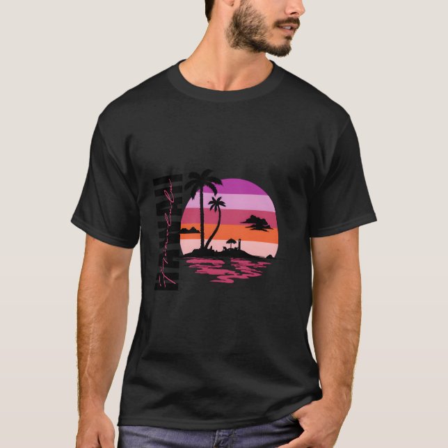 T-shirt L'Île Ocean Beach Scène À Honolulu Hawaii (Devant)