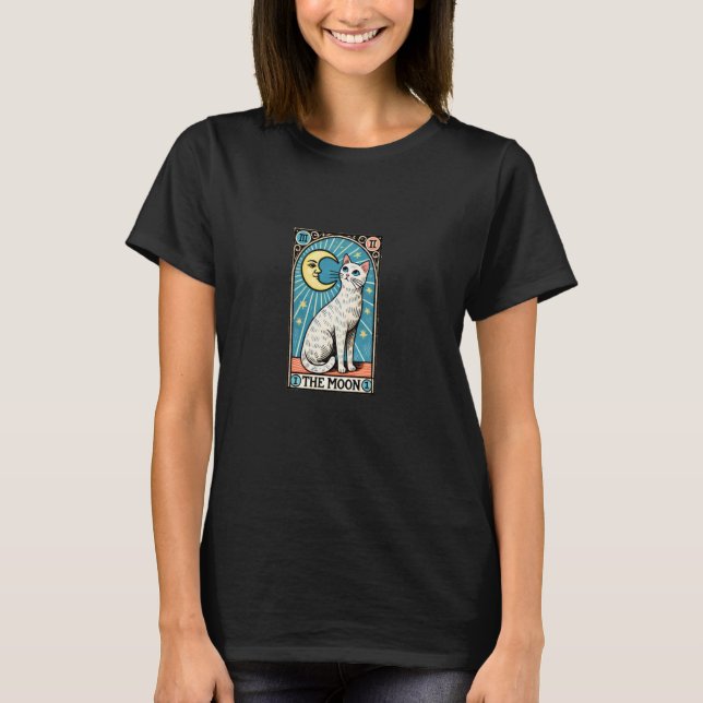 T-shirt L'illustration de carte de tarot de chat blanc de  (Devant)