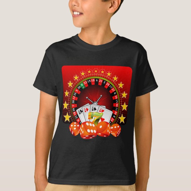 T-shirt L'illustration de casino avec la roue de roulette (Devant)