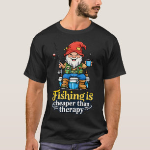 T-shirt L'illustration de gnome : la pêche est moins chère