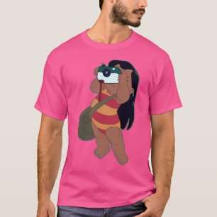 T-shirt Lilo prenant des photos à la plage