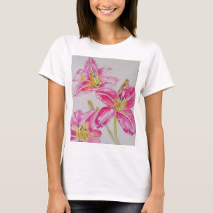 T-shirt Lily rose Fleurs florales d'aquarelle Fleurs T-shi