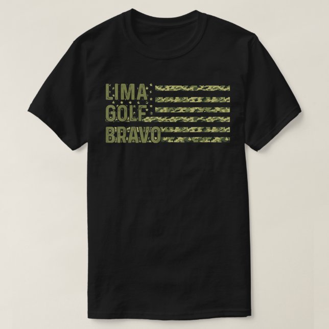 T-shirt Lima Golf Bravo Camo Drapeau Américain Patriot (Design devant)