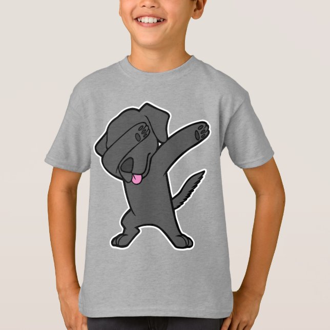 T-shirt Limande noire tamponnante de chien de danse de hip (Devant)