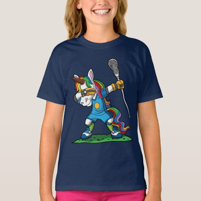 T-shirt Limande tamponnante LAX de licorne de lacrosse (Devant)