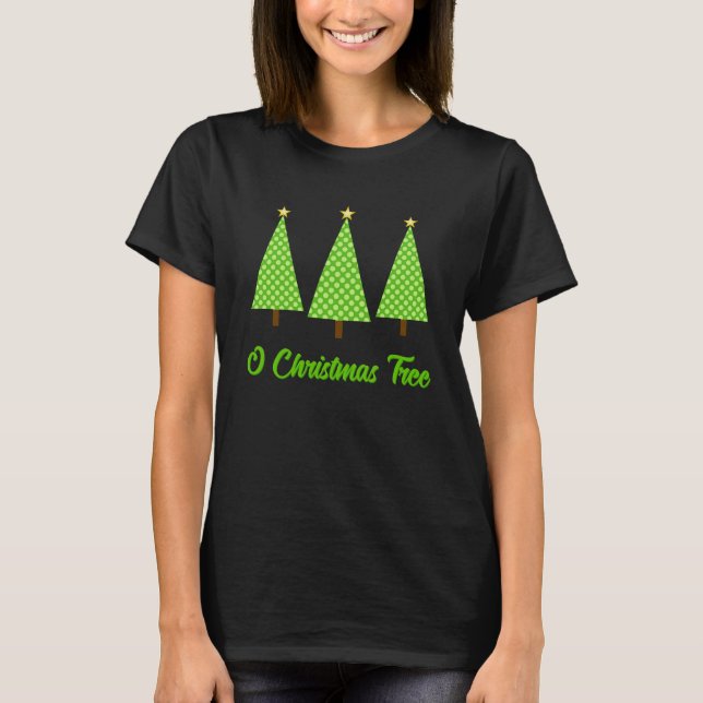 T-shirt Lime Green Polka Dot Moderne Arbre de Noël (Devant)