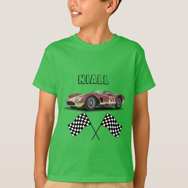 T-shirt Lime Green Voiture de course sportive personnalisé (Devant)