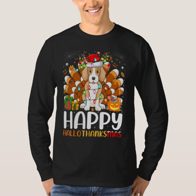 T-shirt Limier Halloween Noël Joyeux Hallothank (Devant)