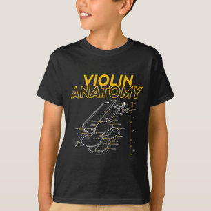 T-shirt Limite de diagramme de dessin d'anatomie de violon