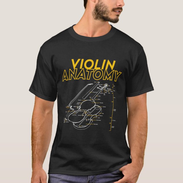 T-shirt Limite de diagramme de dessin d'anatomie de violon (Devant)