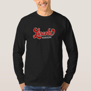 T-shirt Lincoln Nebraska Vintage Athletic Script Rouge