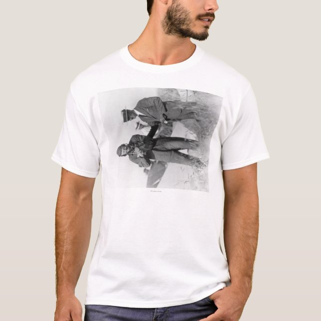 T-shirt Lindbergh et Wright avec l'avion détruit (Devant)