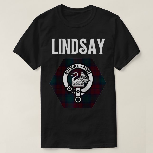 T-shirt Lindsay Clan Scottish Nom Armoiries Tartan  (Design devant)