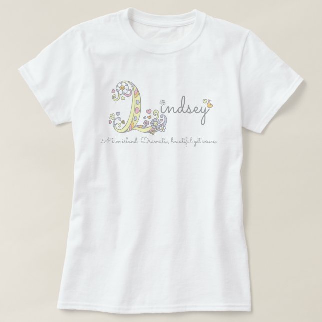 T-shirt Lindsey girls L nom signifiant "tee monogramme" (Design devant)
