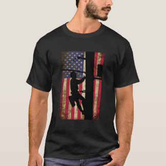 T-shirt Line American Flag Electric Cable