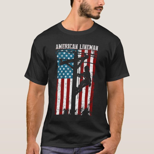 T-shirt Line American Flag Electric Cable Patriotic Line (Devant)