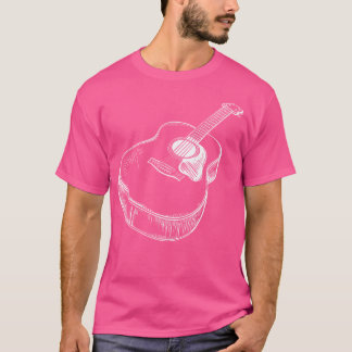 T-shirt Line Art Guitariste Acoustique Guitare Musique Mus
