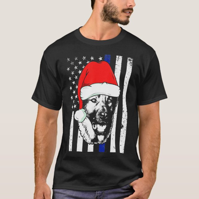 T-shirt Line Christmas German Shepherd 241 (Devant)