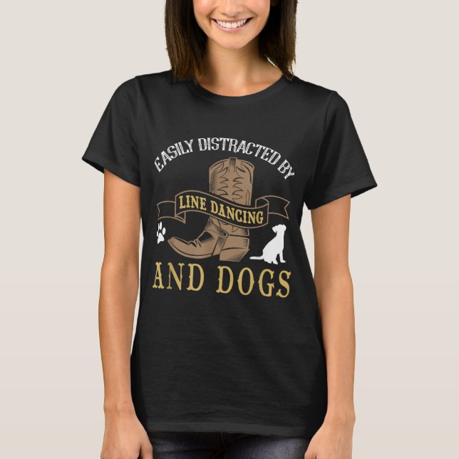 T-shirt Line Dance Joke Amoureux des chiens Line Dancing L (Devant)