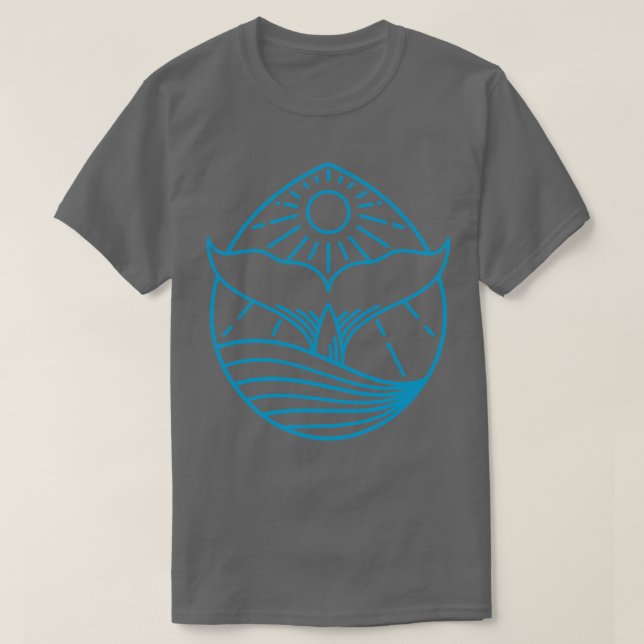 T-shirt Lineart de queue de baleine bleue (Design devant)