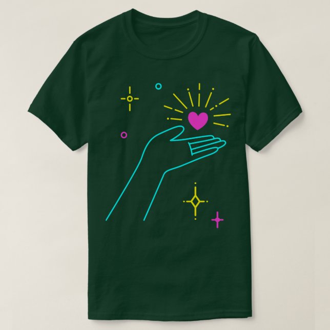 T-shirt Lineart main tenant amour du coeurValentines (Design devant)