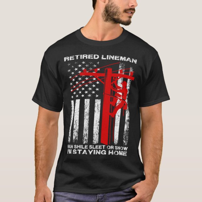 T-shirt Lineman à la retraite Je reste à la maison Électri (Devant)