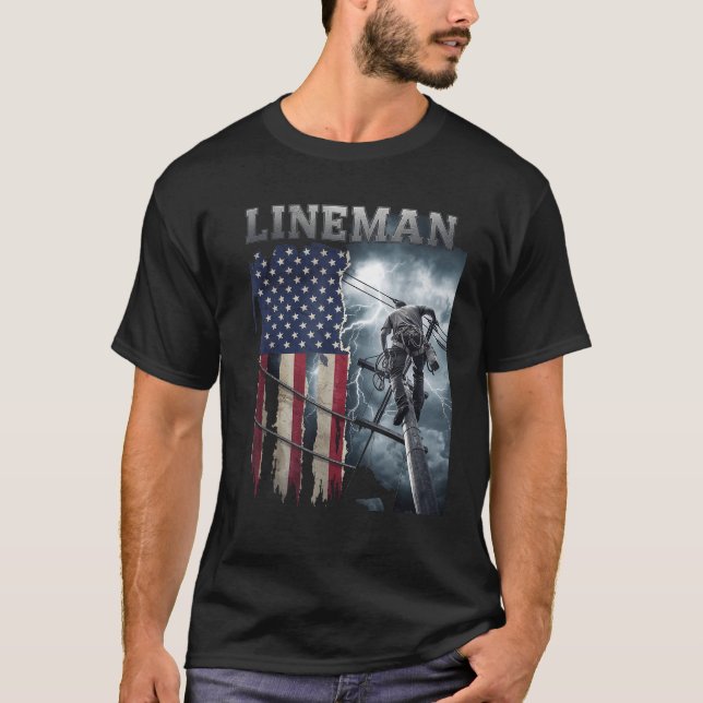 T-shirt Lineman American Fier Câble électrique (Devant)