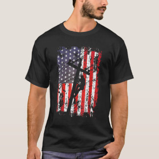 T-shirt Lineman American Flag Usa Patriotic Lineman 2022